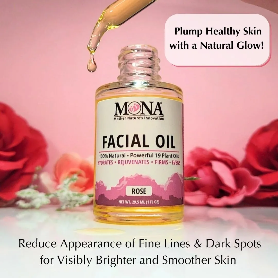 All Natural Face Oil with Rosehip, Vitamin E, and Argan Oil | Anti-Aging | All Skin Types | Rose Scented