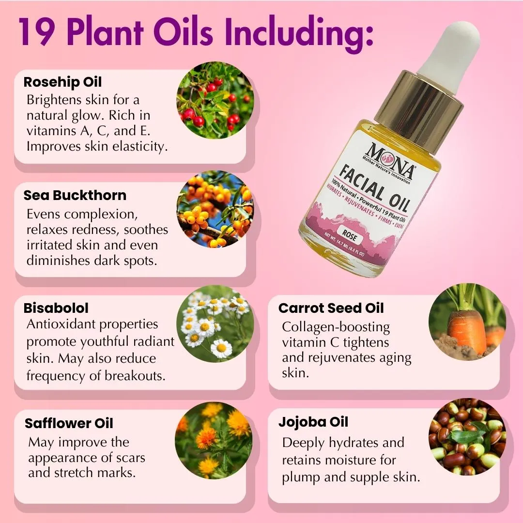 All Natural Face Oil with Rosehip, Vitamin E, and Argan Oil | Anti-Aging | All Skin Types | Rose Scented