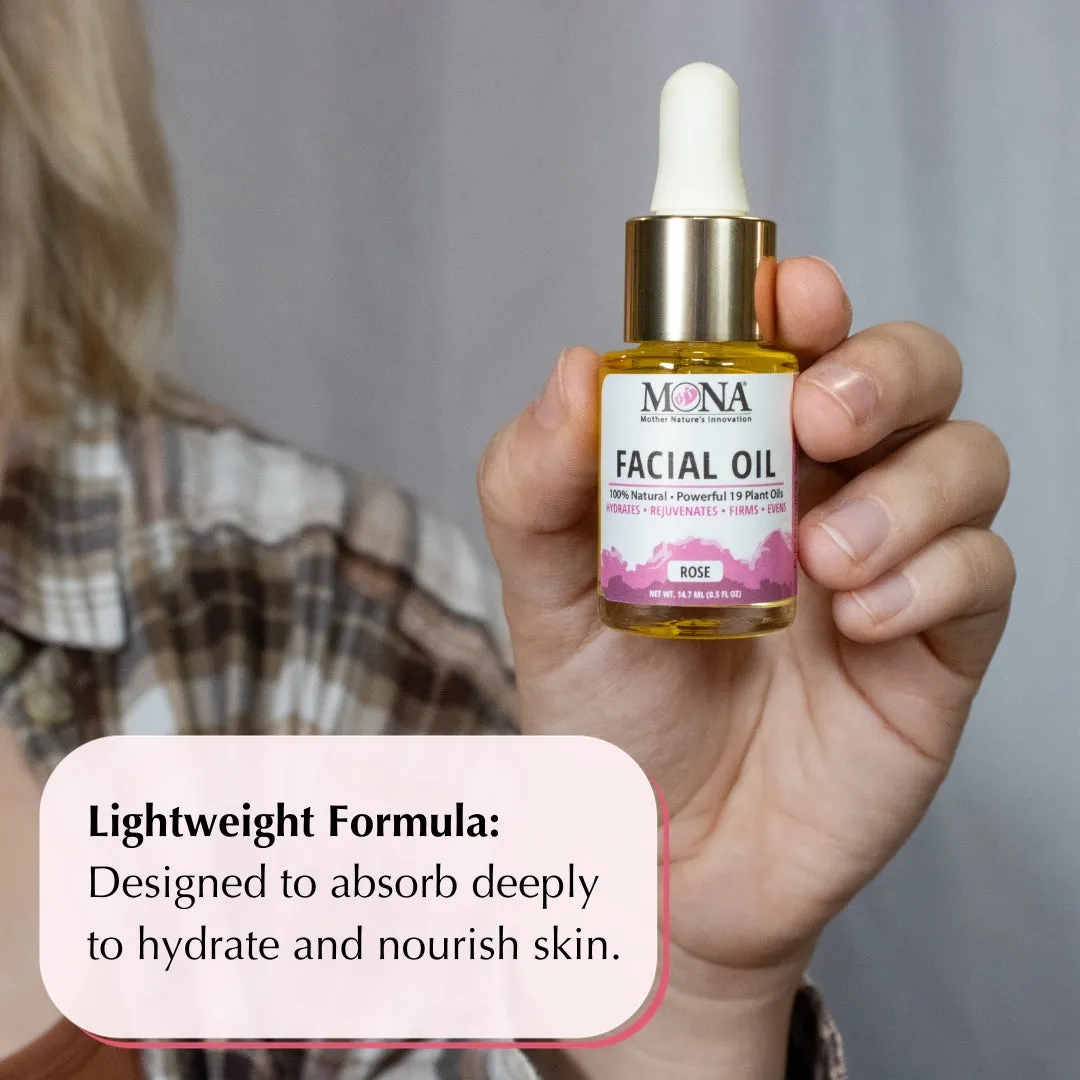 All Natural Face Oil with Rosehip, Vitamin E, and Argan Oil | Anti-Aging | All Skin Types | Rose Scented