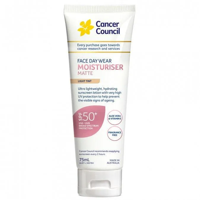 Cancer Council Face Daywear Moisturiser Matte SPF 50  Light Tint 75ml