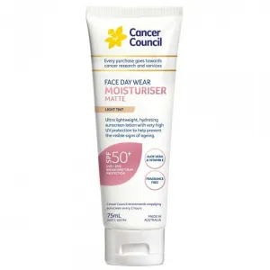 Cancer Council Face Daywear Moisturiser Matte SPF 50  Light Tint 75ml