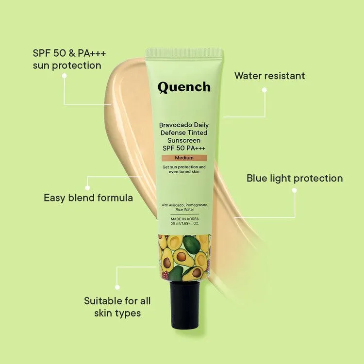 Daily Defense Tinted Sunscreen SPF 50 PA    with Avocado Vitamins C & E  (Medium) - 50 ML