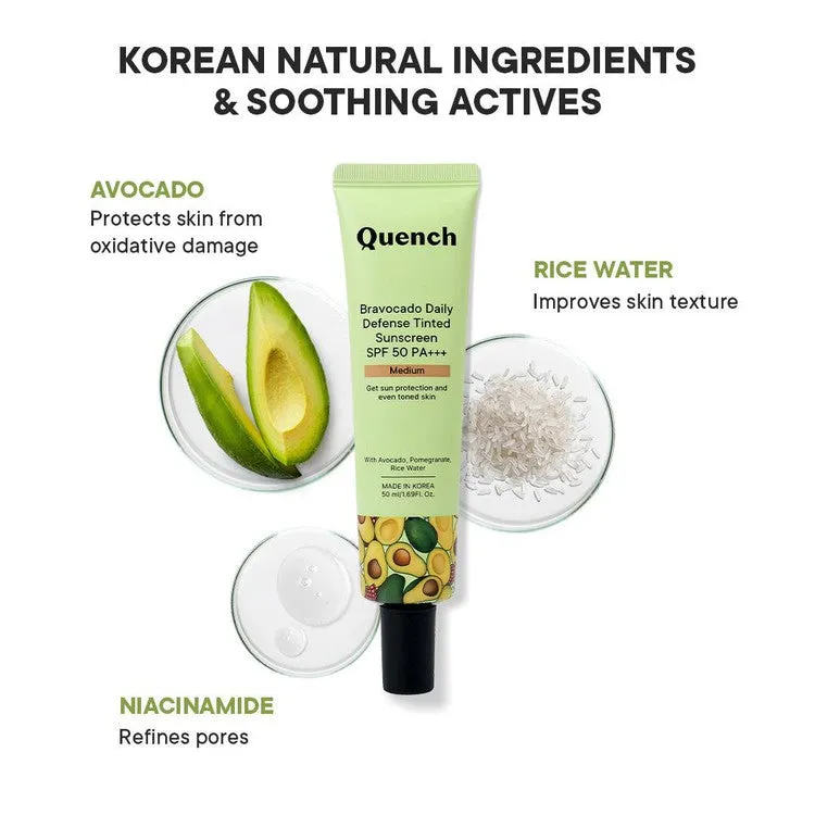 Daily Defense Tinted Sunscreen SPF 50 PA    with Avocado Vitamins C & E  (Medium) - 50 ML