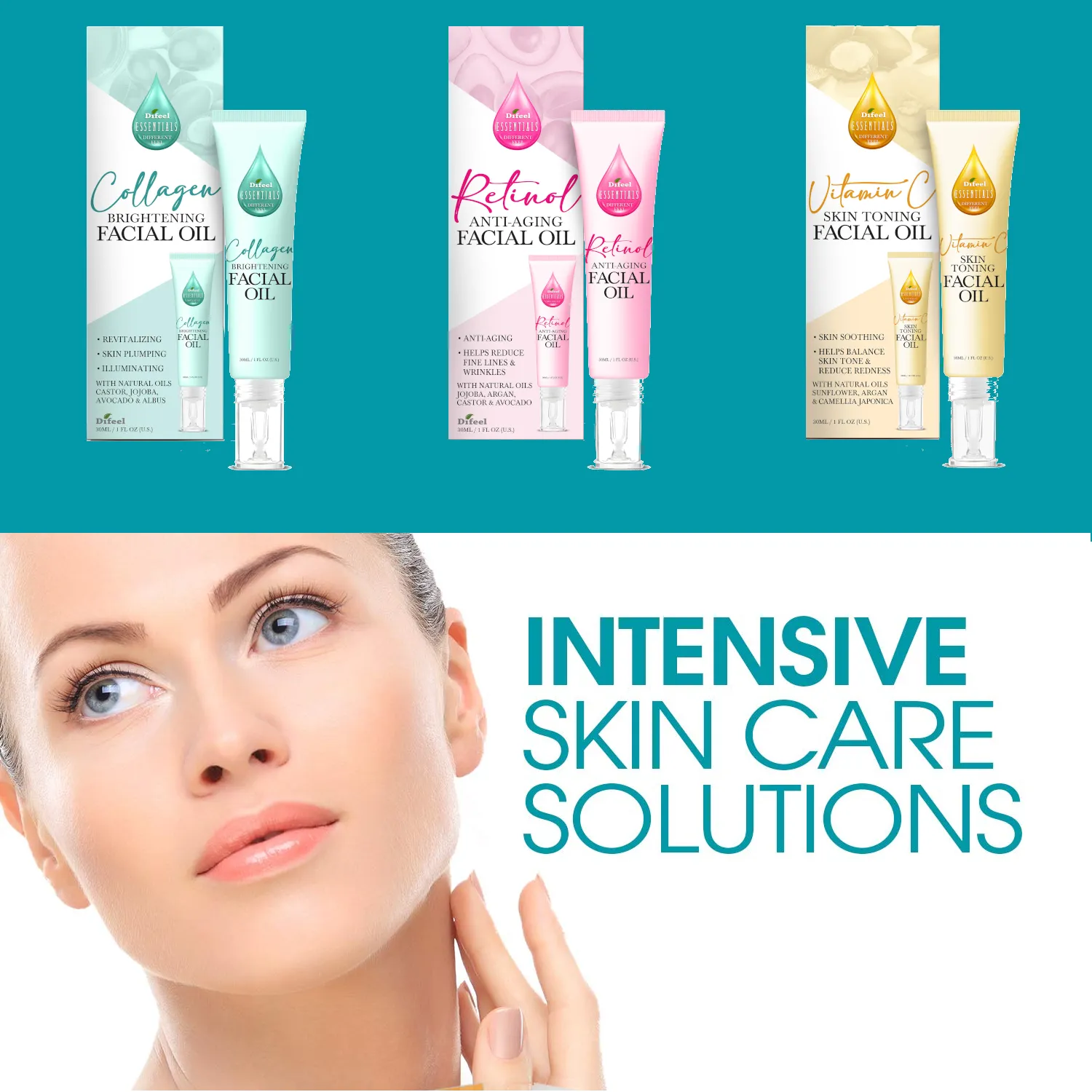 Difeel Essentials Brightening Facial Oil with Collagen 1 oz
