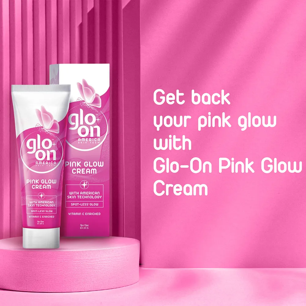 Glo On Pink Glow Cream with American Skin Technology , Enriched with Vitamin C,E, B3 & Glow Boosters, For Bright, Glowing, Spot Less Skin, Sun Protection, All Skin Types (50gm)