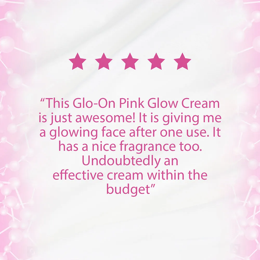 Glo On Pink Glow Cream with American Skin Technology , Enriched with Vitamin C,E, B3 & Glow Boosters, For Bright, Glowing, Spot Less Skin, Sun Protection, All Skin Types (50gm)