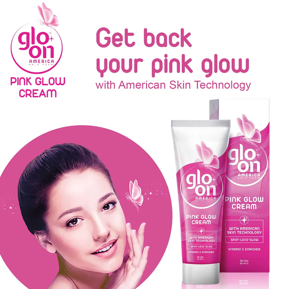 Glo On Pink Glow Cream with American Skin Technology , Enriched with Vitamin C,E, B3 & Glow Boosters, For Bright, Glowing, Spot Less Skin, Sun Protection, All Skin Types (50gm)