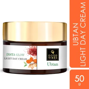 Good Vibes Ubtan Insta Glow Light Day Cream | Brightening, Moisturizing, Hydrating | No Parabens, No Sulphates, No Mineral Oil, No Animal Testing (50 g)