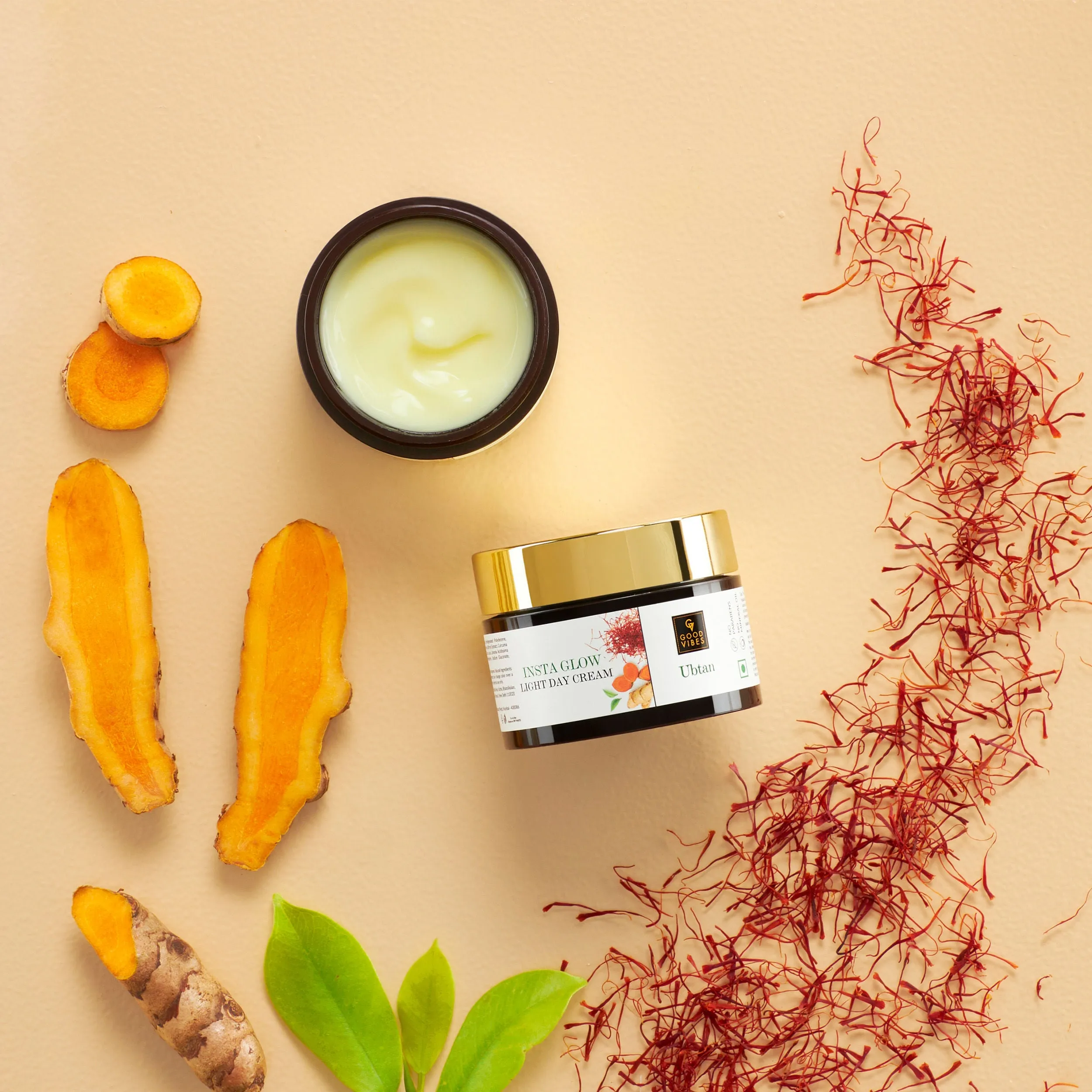 Good Vibes Ubtan Insta Glow Light Day Cream | Brightening, Moisturizing, Hydrating | No Parabens, No Sulphates, No Mineral Oil, No Animal Testing (50 g)