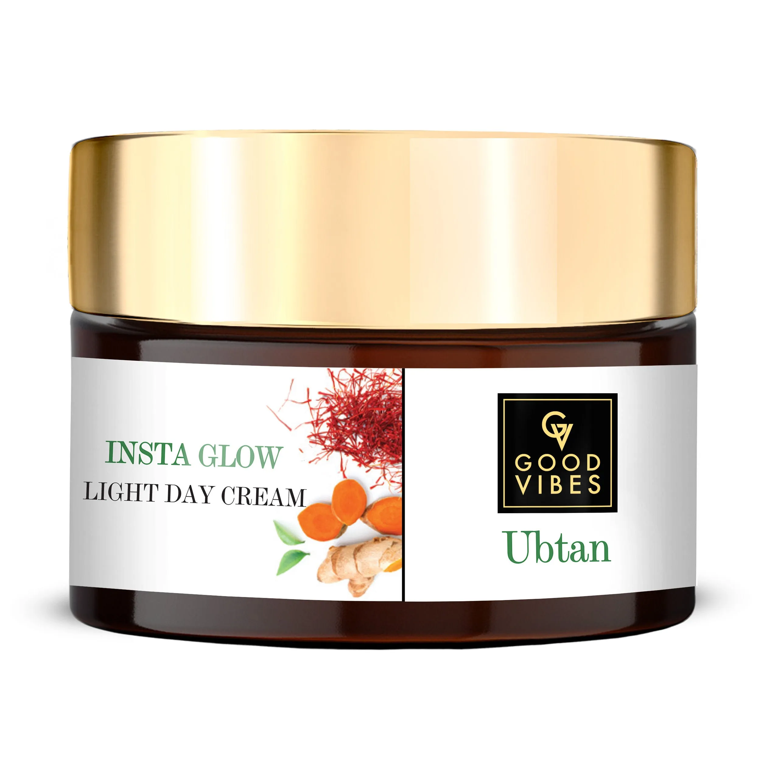 Good Vibes Ubtan Insta Glow Light Day Cream | Brightening, Moisturizing, Hydrating | No Parabens, No Sulphates, No Mineral Oil, No Animal Testing (50 g)