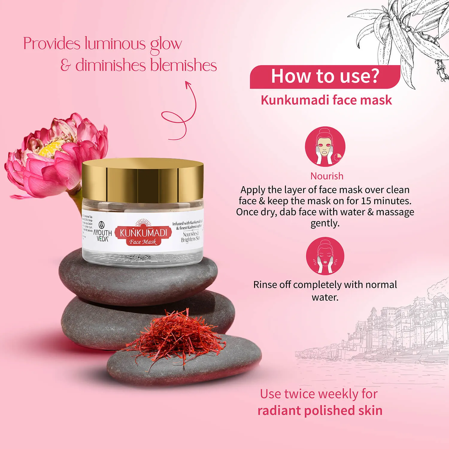 Kunkumadi Collection ( Kunkumadi Taila 30ml, Kunkumadi scrub 50g, Kunkumadi mask 50g )