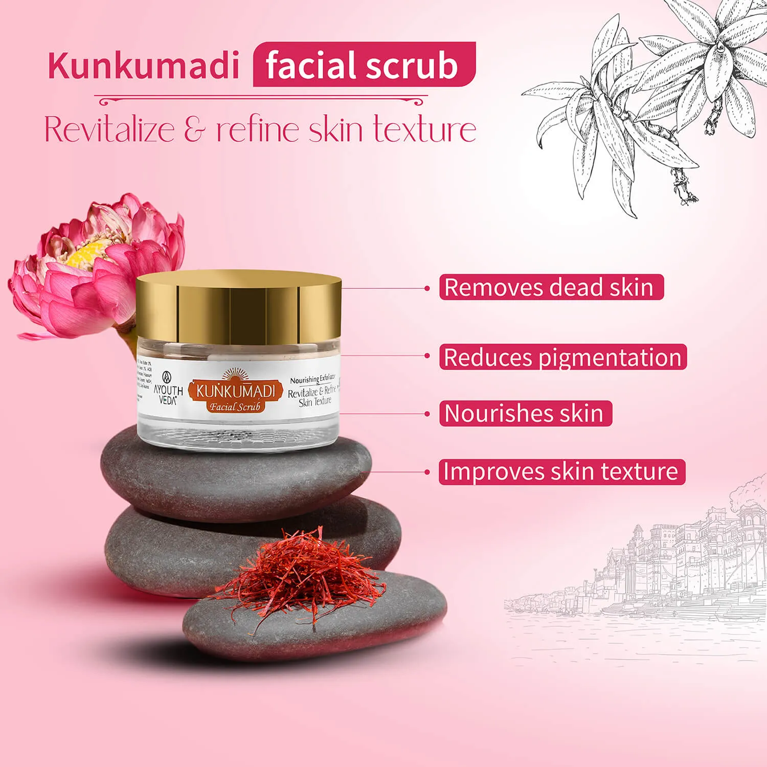 Kunkumadi Collection ( Kunkumadi Taila 30ml, Kunkumadi scrub 50g, Kunkumadi mask 50g )