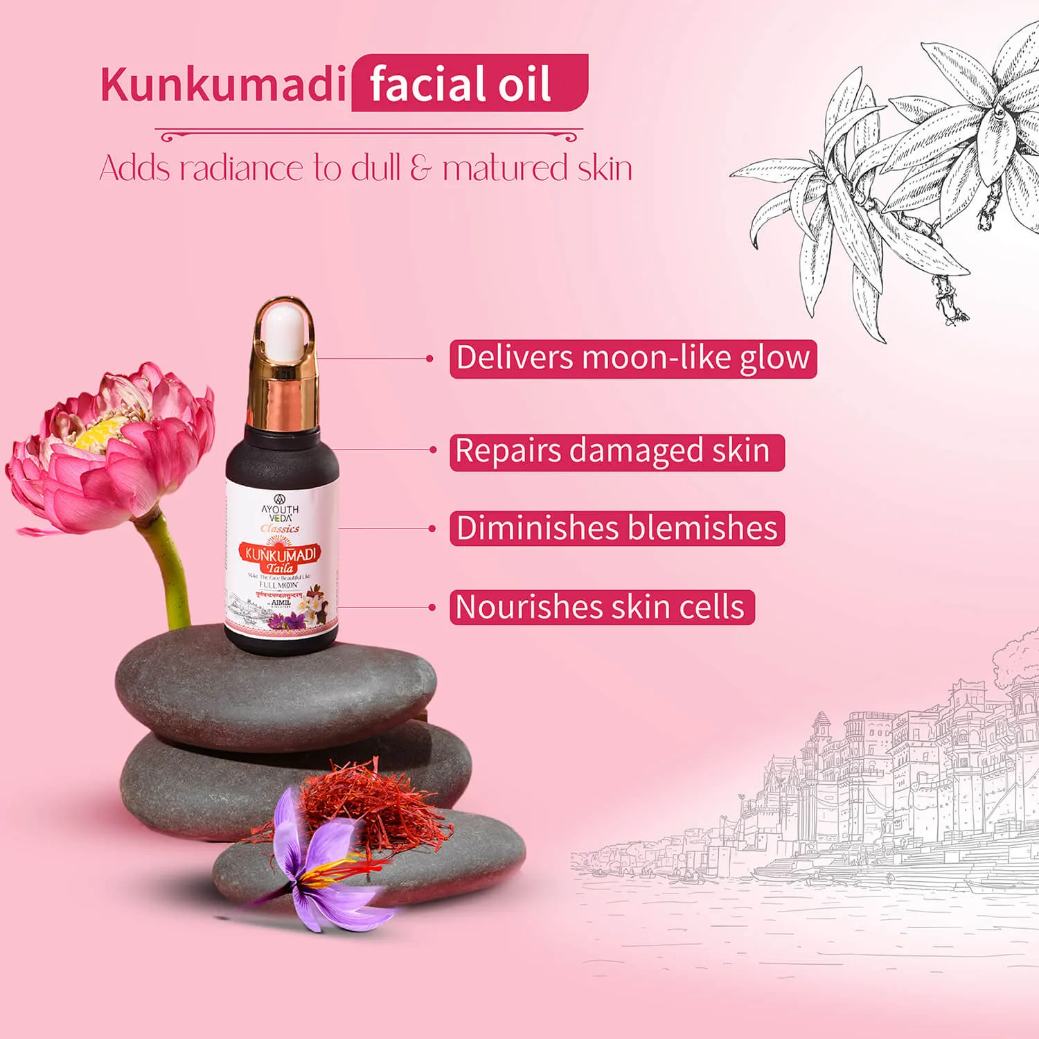 Kunkumadi Collection ( Kunkumadi Taila 30ml, Kunkumadi scrub 50g, Kunkumadi mask 50g )