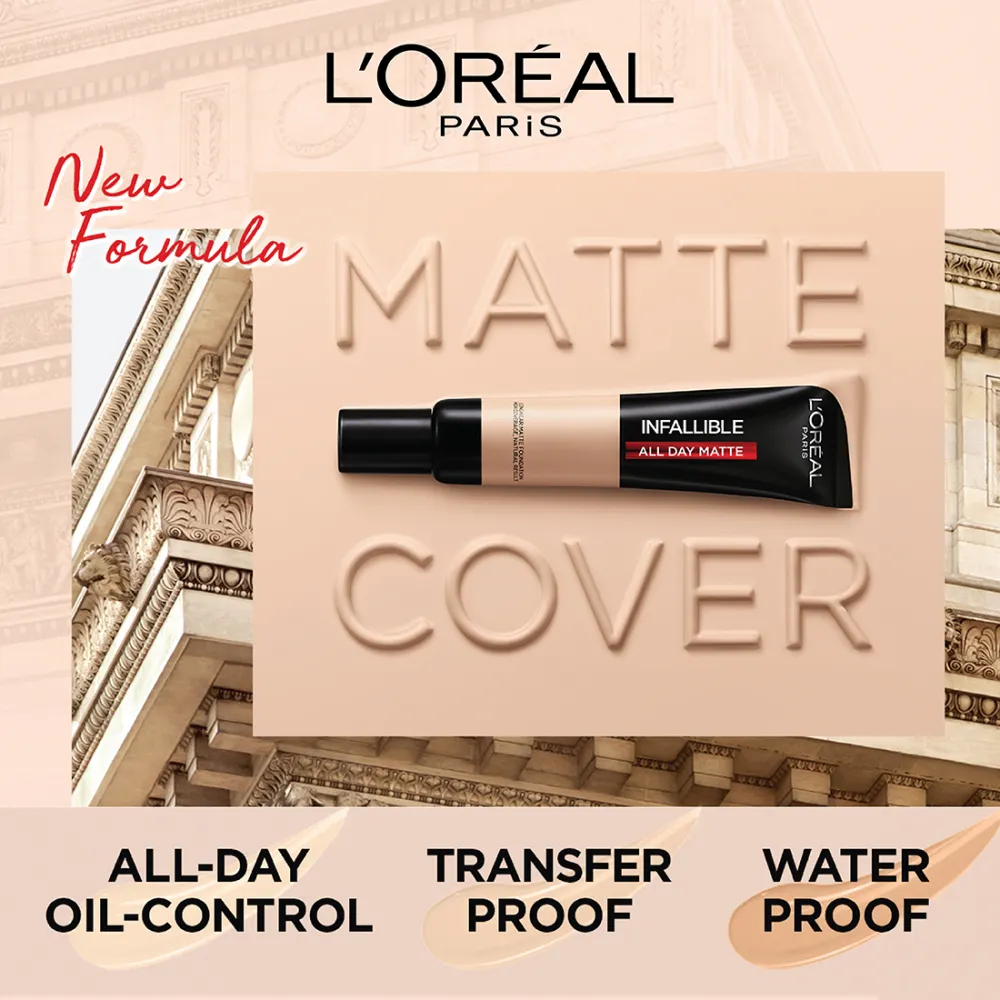L’Oréal Paris Infallible 24H Matte Cover Liquid Foundation, 95 Light Linen, 35 ml