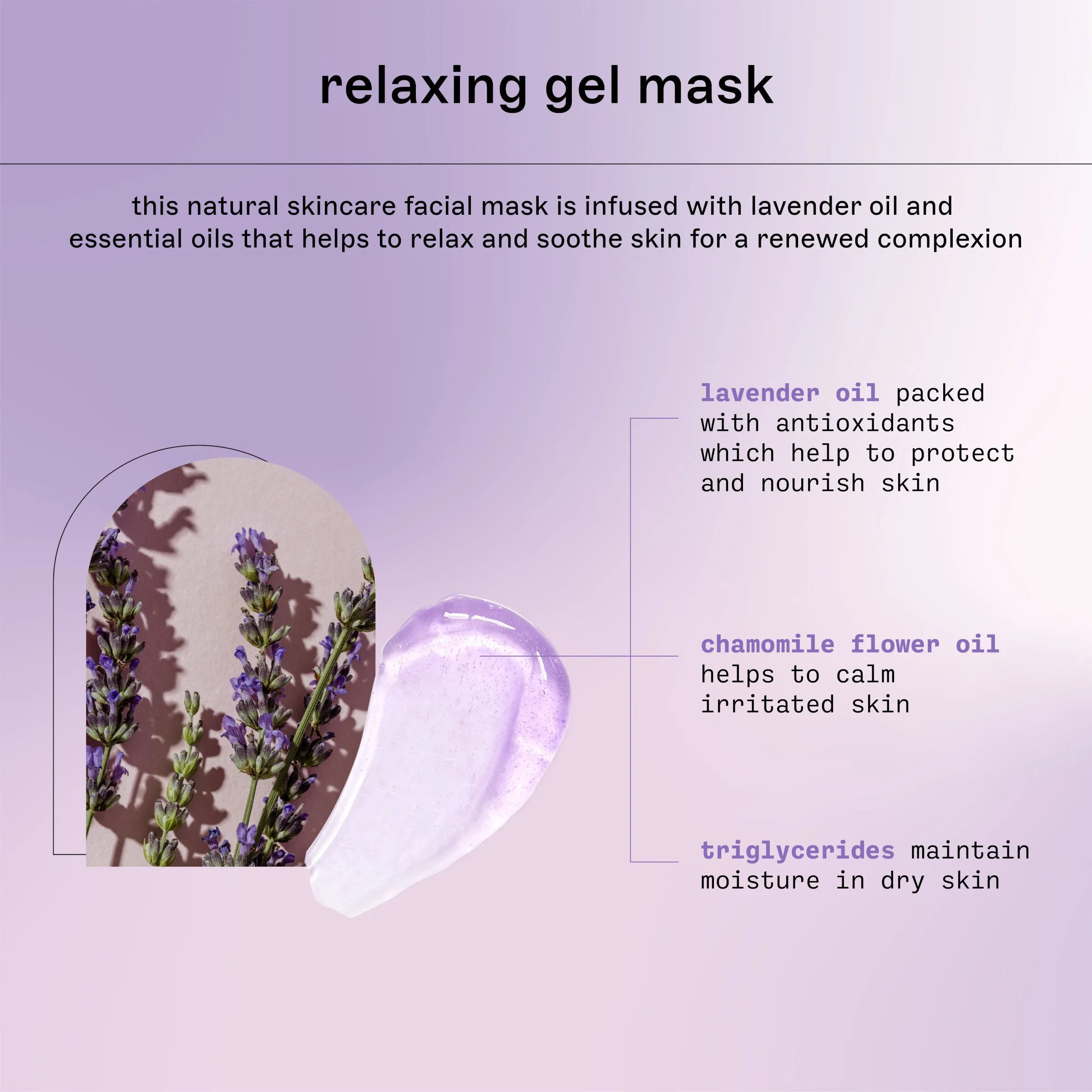 Natural Skincare Relaxing Lavender & Essential Oil Gel Mask