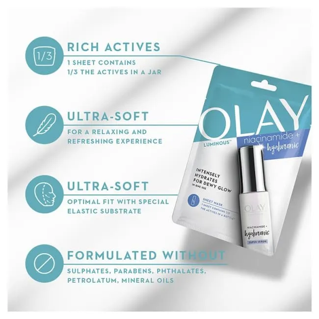 Olay Luminous Niacinamide   Hyaluronic Sheet Mask