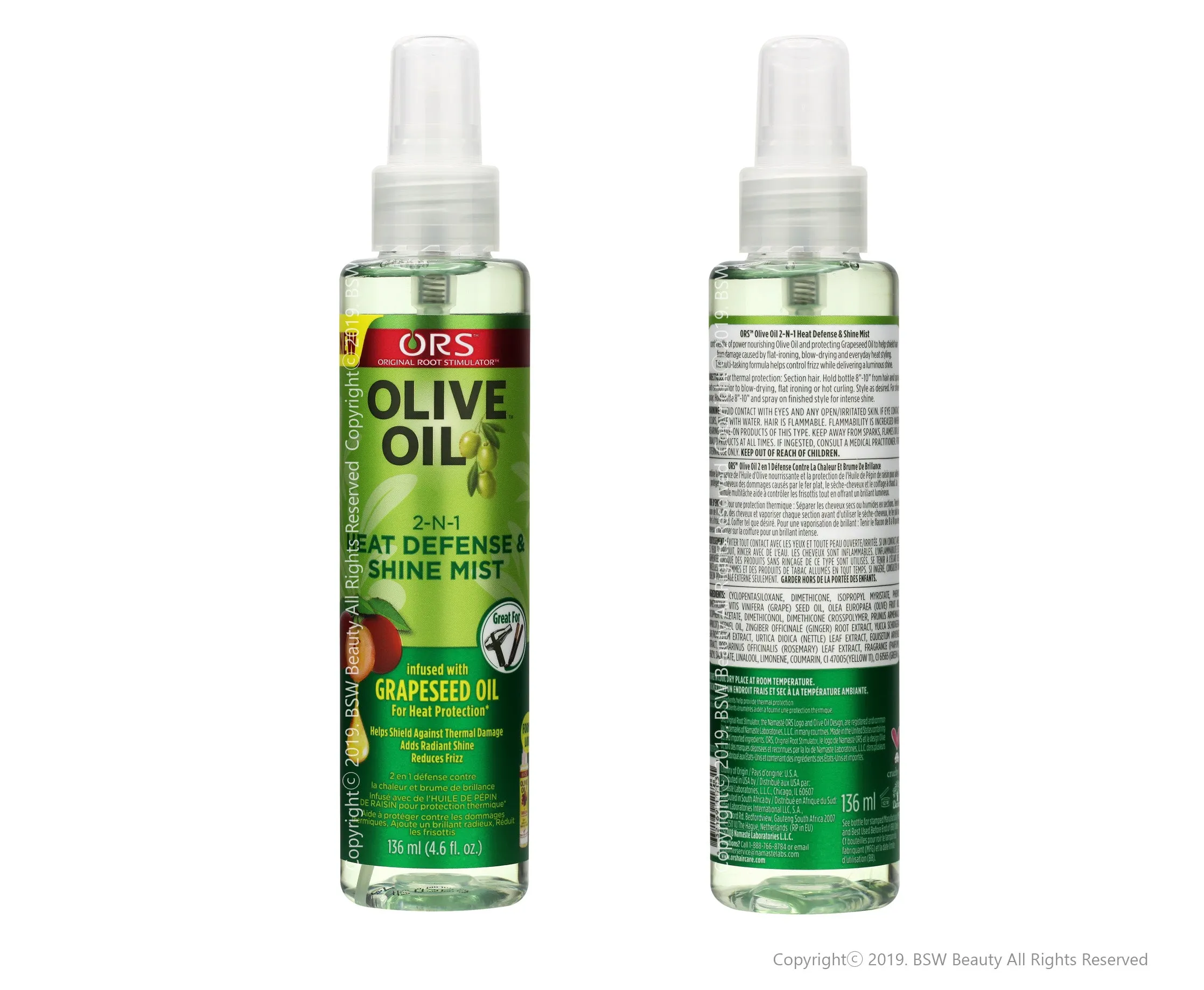 ORS LIVE OIL WITH GRAPESEED OIL  FOR HEAT PROTECTION 2-N-1 SHINE MEST & HEAT DEFENSE 4.6oz
