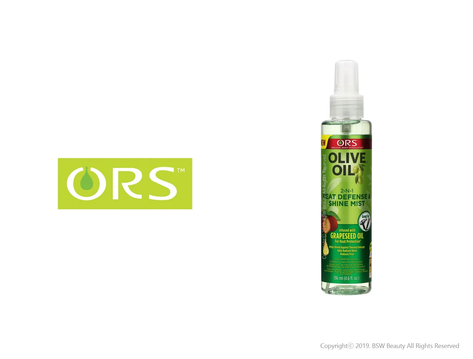 ORS LIVE OIL WITH GRAPESEED OIL  FOR HEAT PROTECTION 2-N-1 SHINE MEST & HEAT DEFENSE 4.6oz