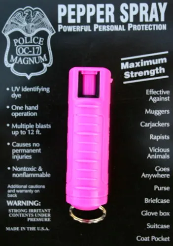 Pepper Spray 1/2 Ounce OC-17 with Clip and Keychain - Hot Pink