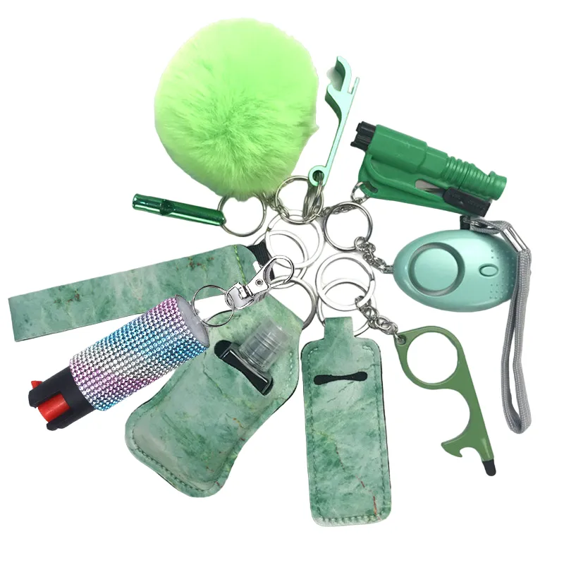 Pepper Spray Bling-Jeweled Mace 11-Piece Safety Keychain Set