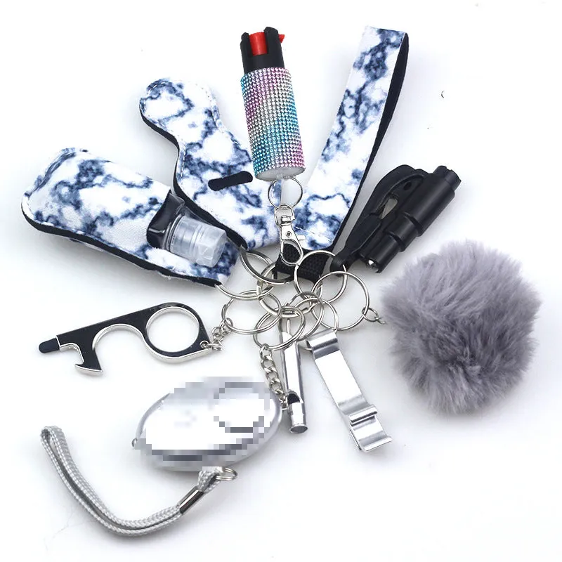 Pepper Spray Bling-Jeweled Mace 11-Piece Safety Keychain Set
