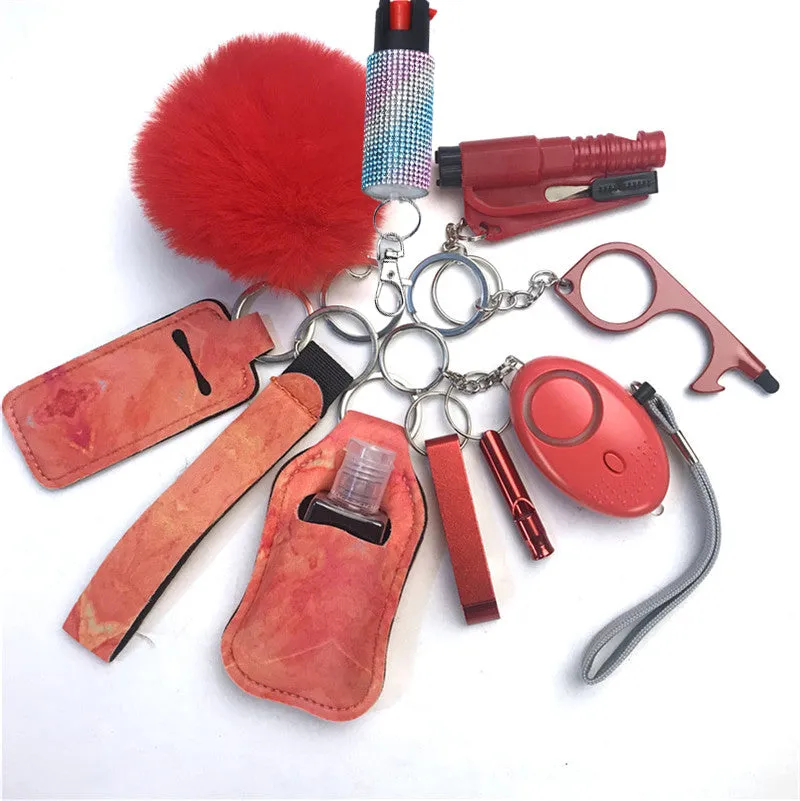 Pepper Spray Bling-Jeweled Mace 11-Piece Safety Keychain Set