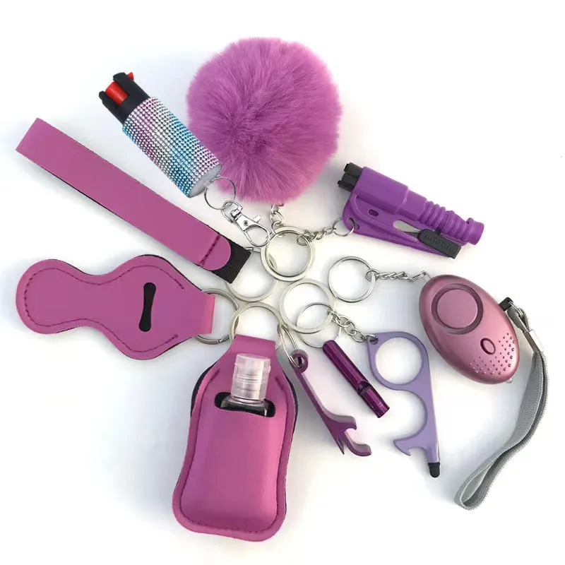 Pepper Spray Bling-Jeweled Mace 11-Piece Safety Keychain Set