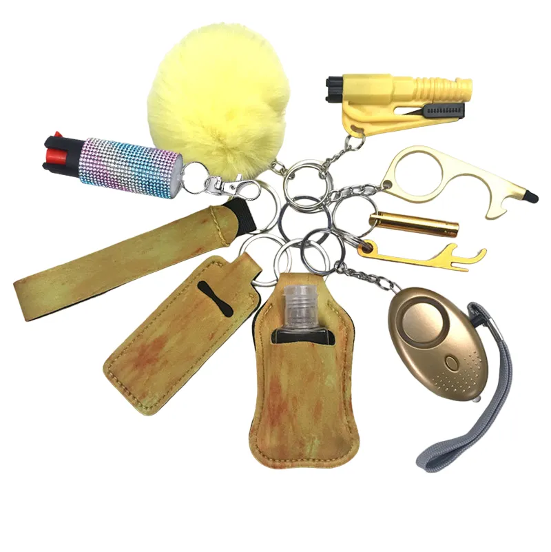 Pepper Spray Bling-Jeweled Mace 11-Piece Safety Keychain Set