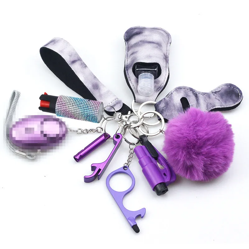 Pepper Spray Bling-Jeweled Mace 11-Piece Safety Keychain Set