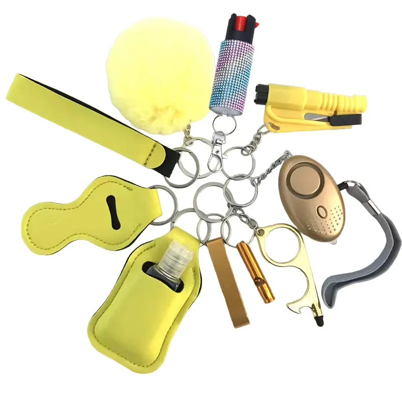 Pepper Spray Bling-Jeweled Mace 11-Piece Safety Keychain Set