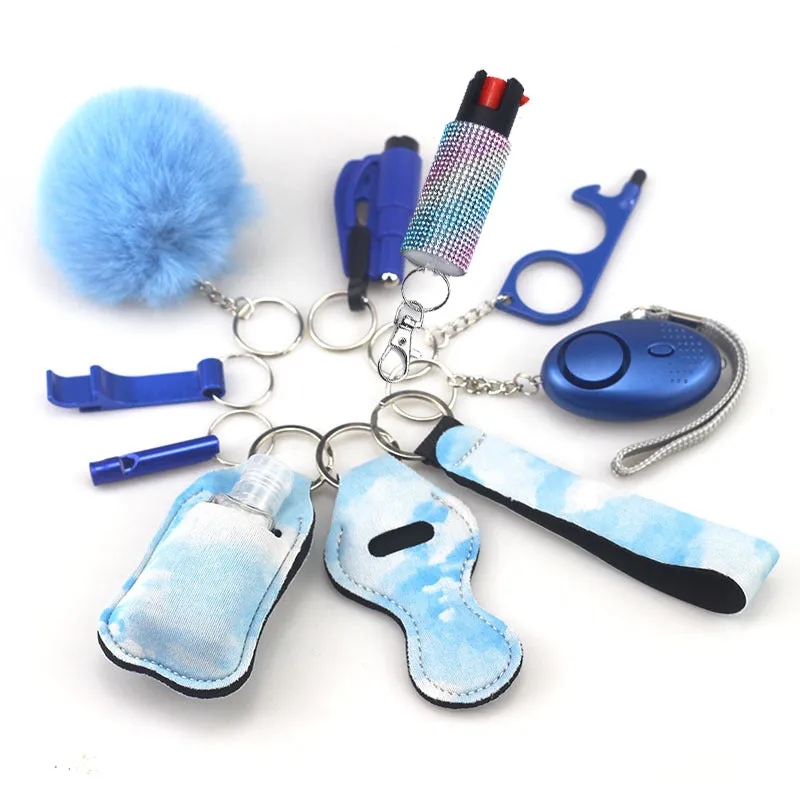 Pepper Spray Bling-Jeweled Mace 11-Piece Safety Keychain Set