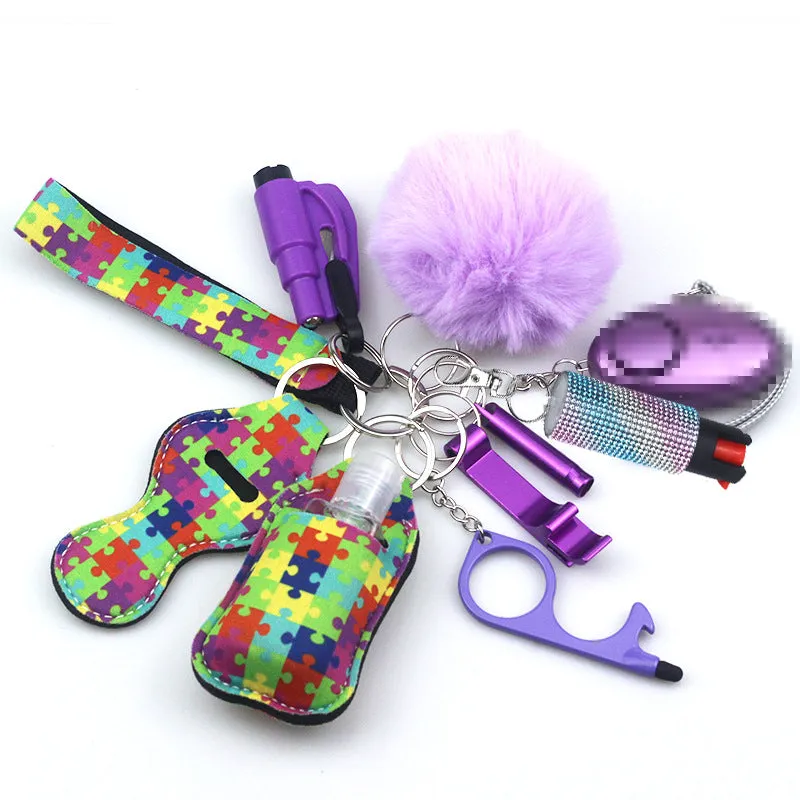 Pepper Spray Bling-Jeweled Mace 11-Piece Safety Keychain Set