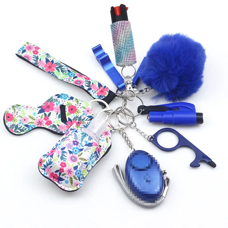 Pepper Spray Bling-Jeweled Mace 11-Piece Safety Keychain Set
