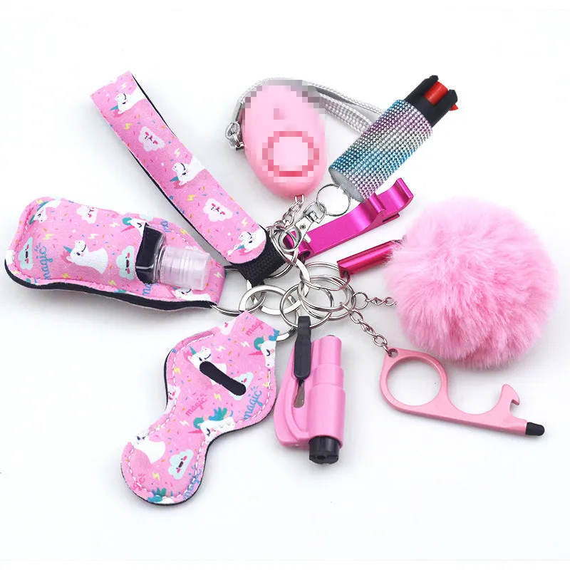 Pepper Spray Bling-Jeweled Mace 11-Piece Safety Keychain Set
