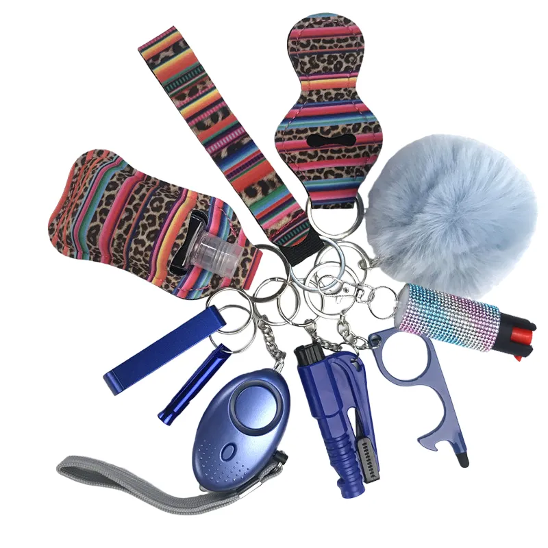 Pepper Spray Bling-Jeweled Mace 11-Piece Safety Keychain Set