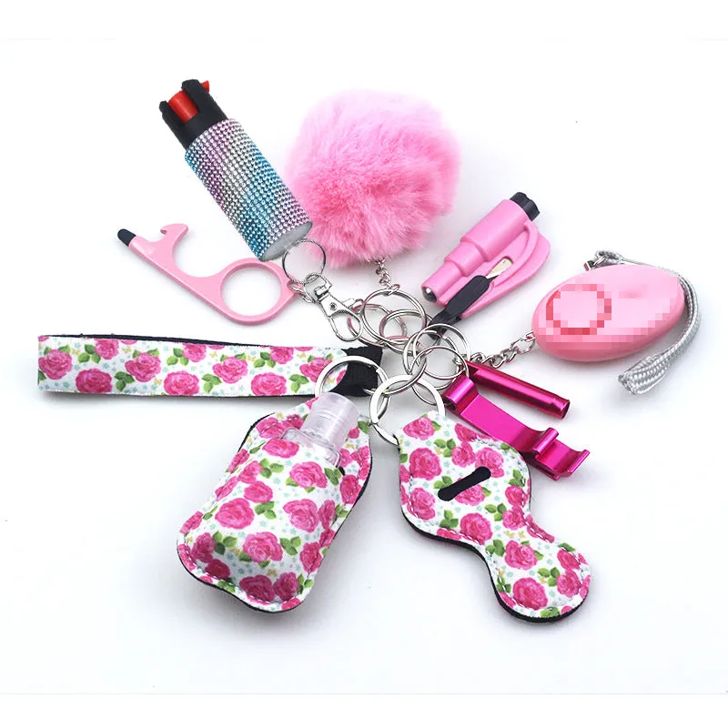Pepper Spray Bling-Jeweled Mace 11-Piece Safety Keychain Set