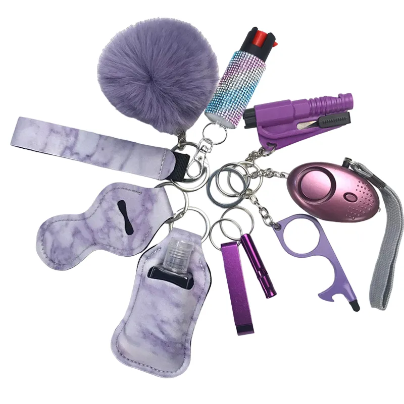 Pepper Spray Bling-Jeweled Mace 11-Piece Safety Keychain Set