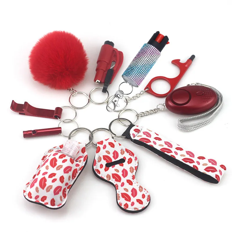 Pepper Spray Bling-Jeweled Mace 11-Piece Safety Keychain Set