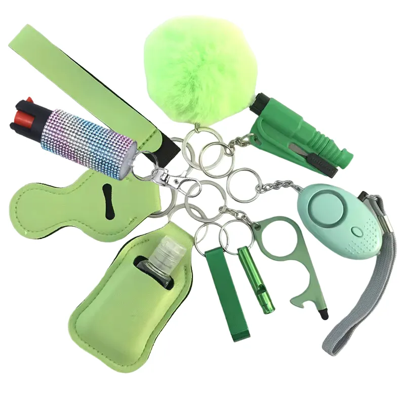 Pepper Spray Bling-Jeweled Mace 11-Piece Safety Keychain Set