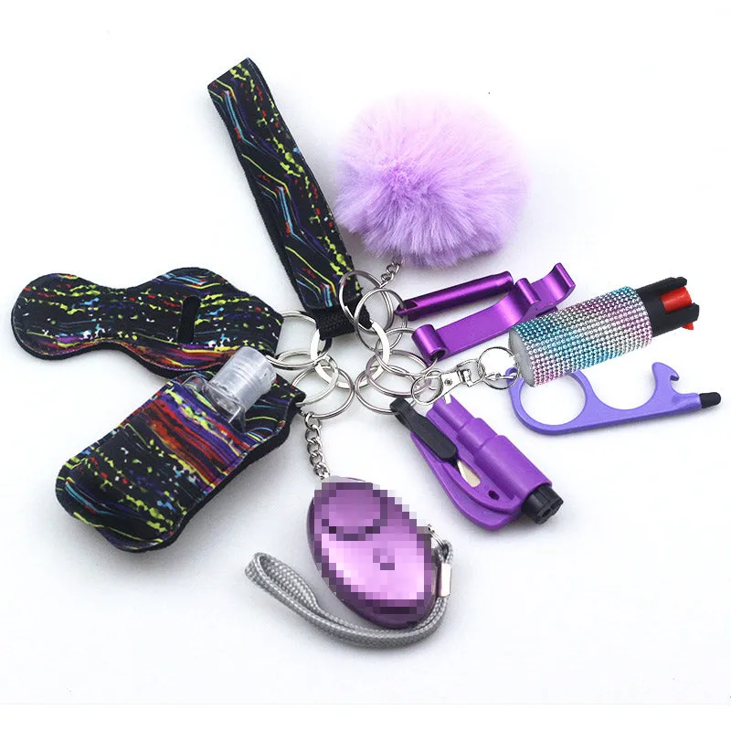 Pepper Spray Bling-Jeweled Mace 11-Piece Safety Keychain Set