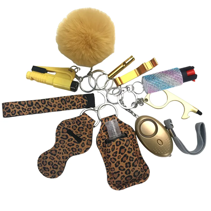 Pepper Spray Bling-Jeweled Mace 11-Piece Safety Keychain Set