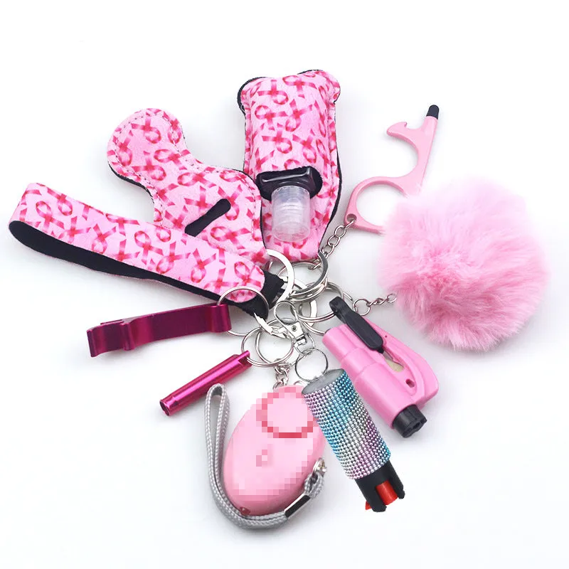 Pepper Spray Bling-Jeweled Mace 11-Piece Safety Keychain Set