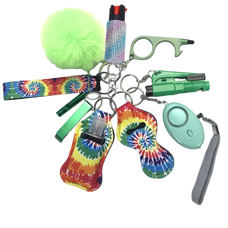 Pepper Spray Bling-Jeweled Mace 11-Piece Safety Keychain Set