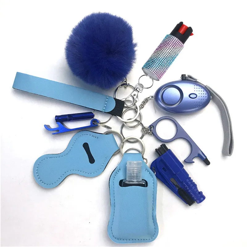 Pepper Spray Bling-Jeweled Mace 11-Piece Safety Keychain Set