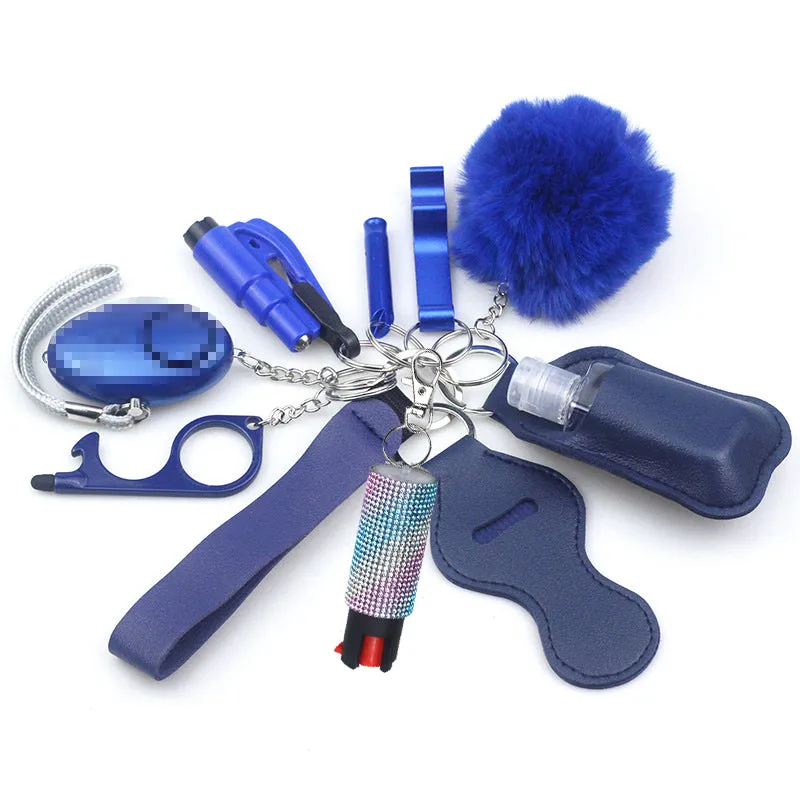 Pepper Spray Bling-Jeweled Mace 11-Piece Safety Keychain Set