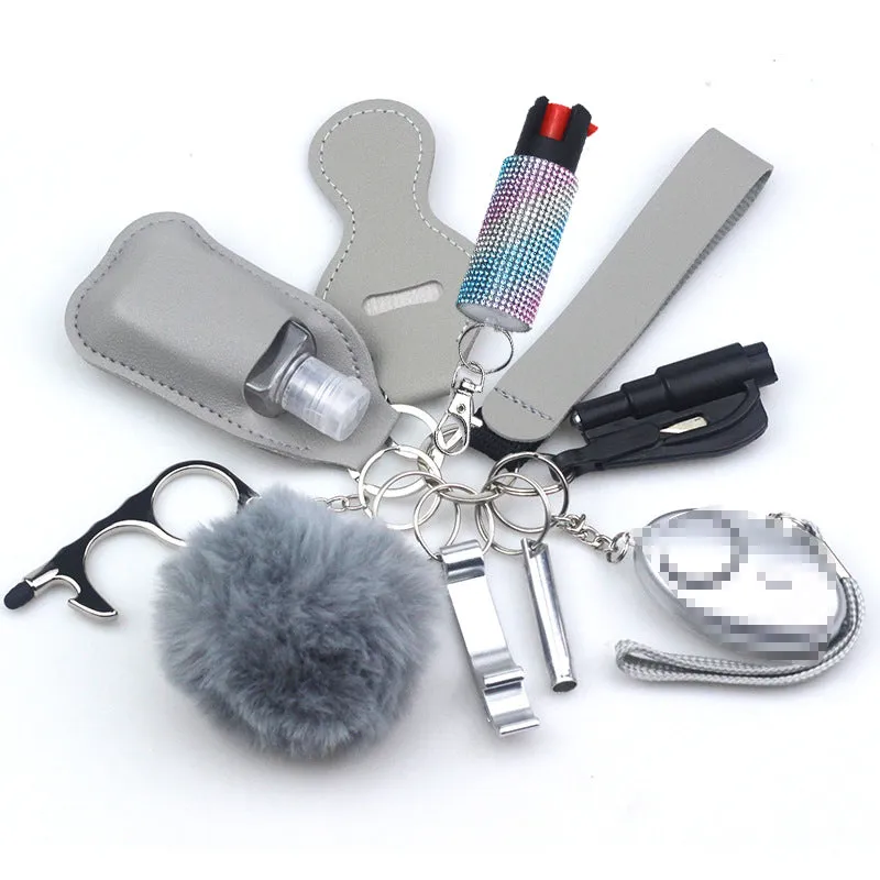 Pepper Spray Bling-Jeweled Mace 11-Piece Safety Keychain Set
