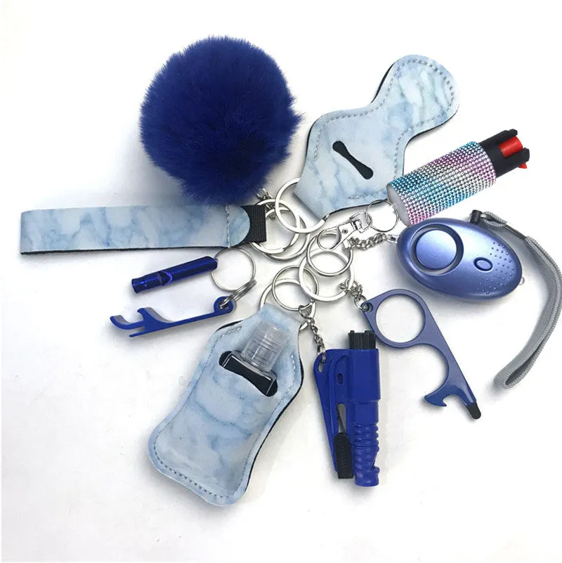 Pepper Spray Bling-Jeweled Mace 11-Piece Safety Keychain Set
