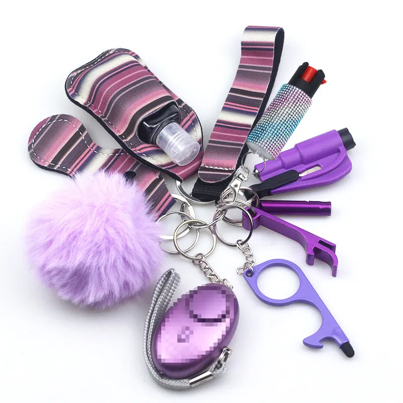 Pepper Spray Bling-Jeweled Mace 11-Piece Safety Keychain Set
