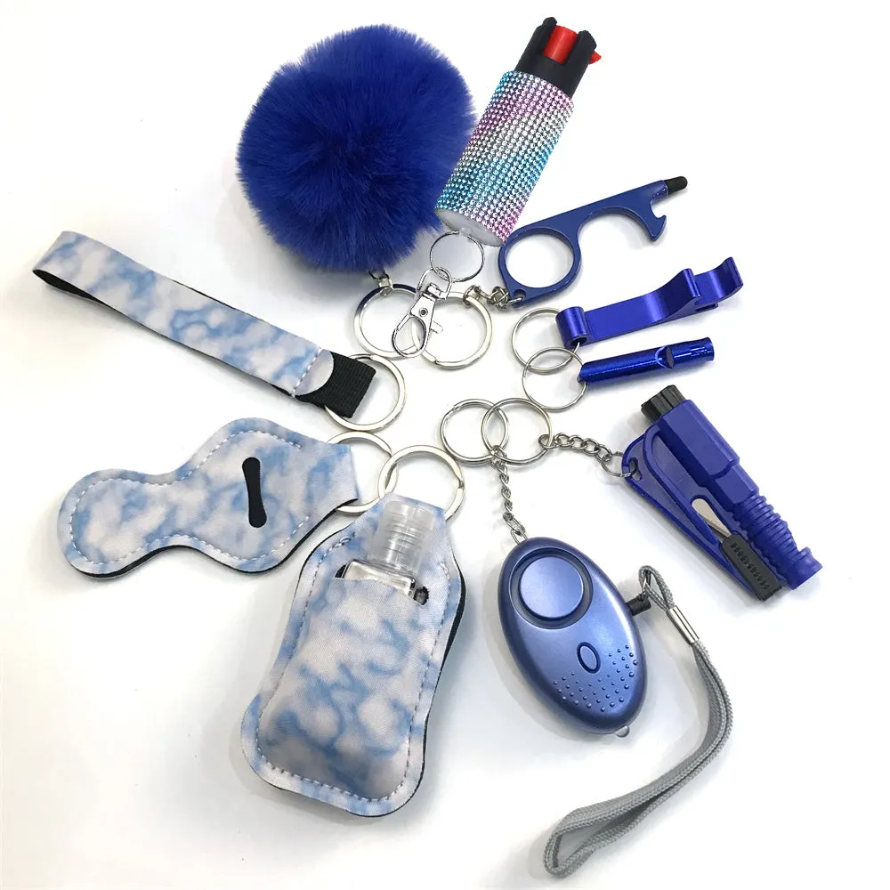 Pepper Spray Bling-Jeweled Mace 11-Piece Safety Keychain Set