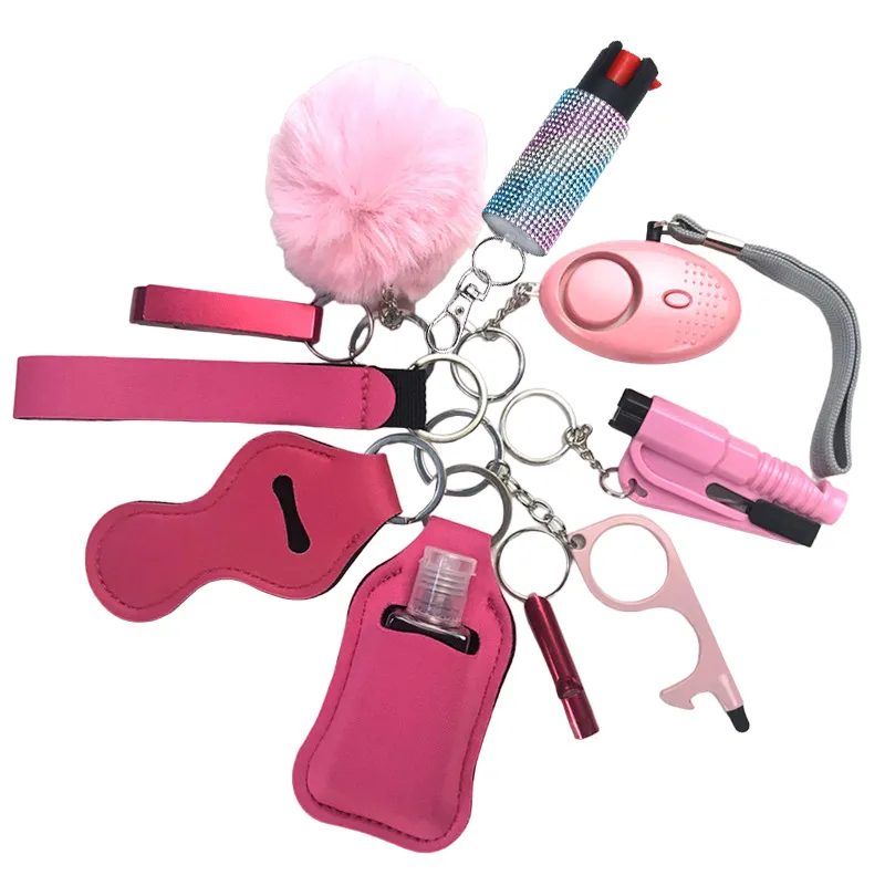 Pepper Spray Bling-Jeweled Mace 11-Piece Safety Keychain Set